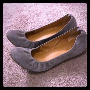 J crew grey suede ballet flats